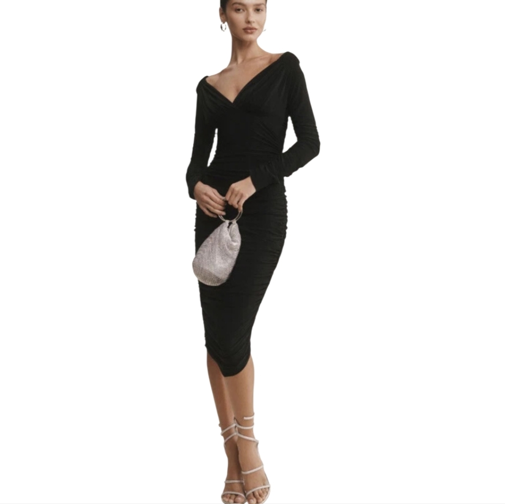 Norma Kamali Long Sleeve Tara Dress Black Size M/38 EUC